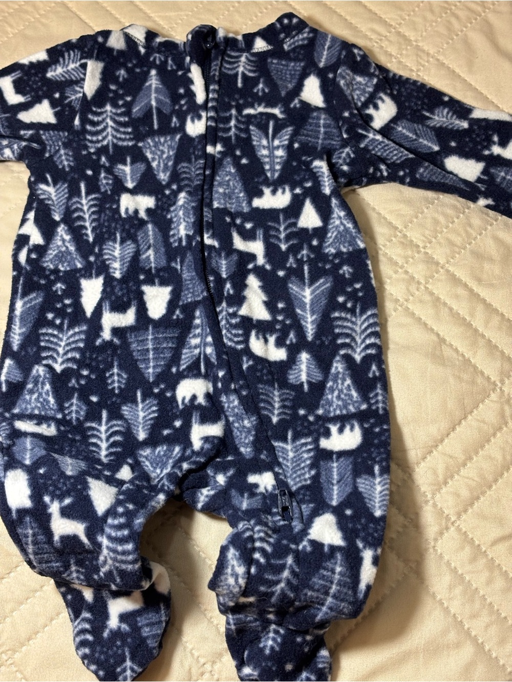 Old Navy Newborn Holiday Forest Print Fleece One-Piece